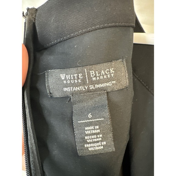 White House Black Market Slimming Black and White Dress Sz 6 - Picture 4 of 6